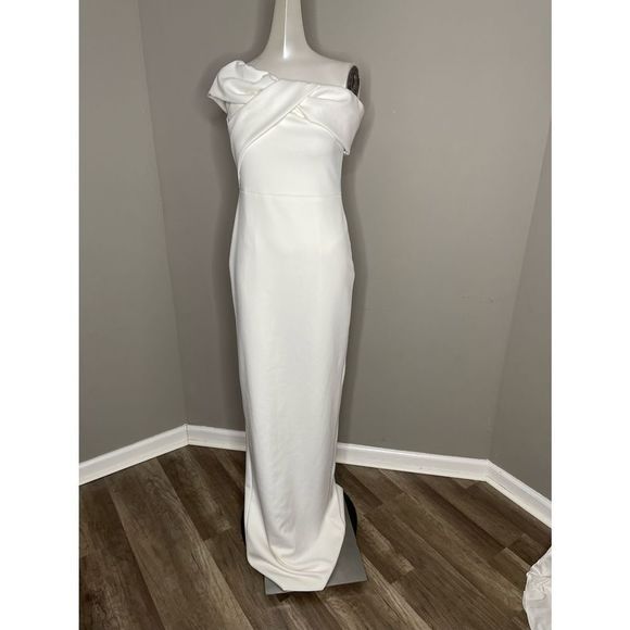 NWT BLACK HALO Lilliana Draped Off-The-Shoulder Gown $525 - Picture 4 of 7